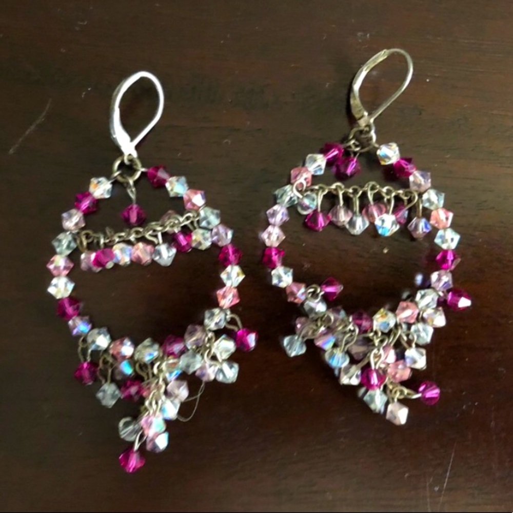 Nordstrom Pink Crystal Chandelier Earrings